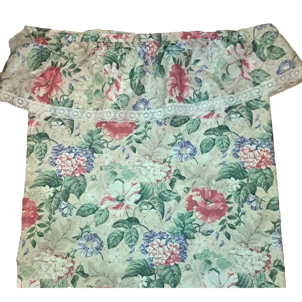 Vintage Floral Shower Curtain W Valance Lace Trim Pink Purple Country Cottage